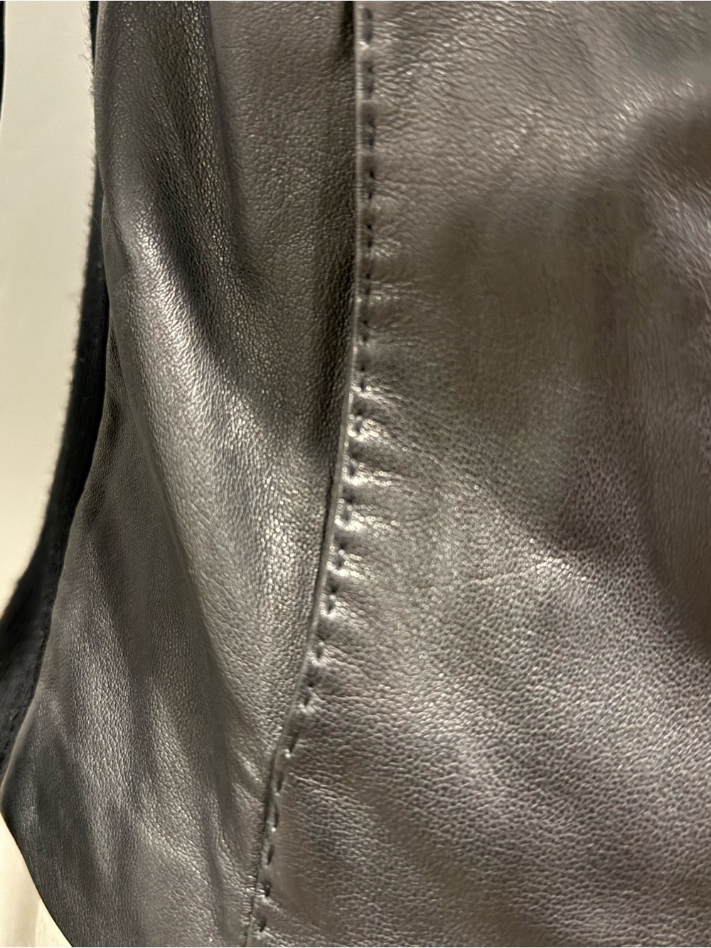 VINCE - Women's Black Leather Asymmetric Zip Jacket - Picture 3 of 7